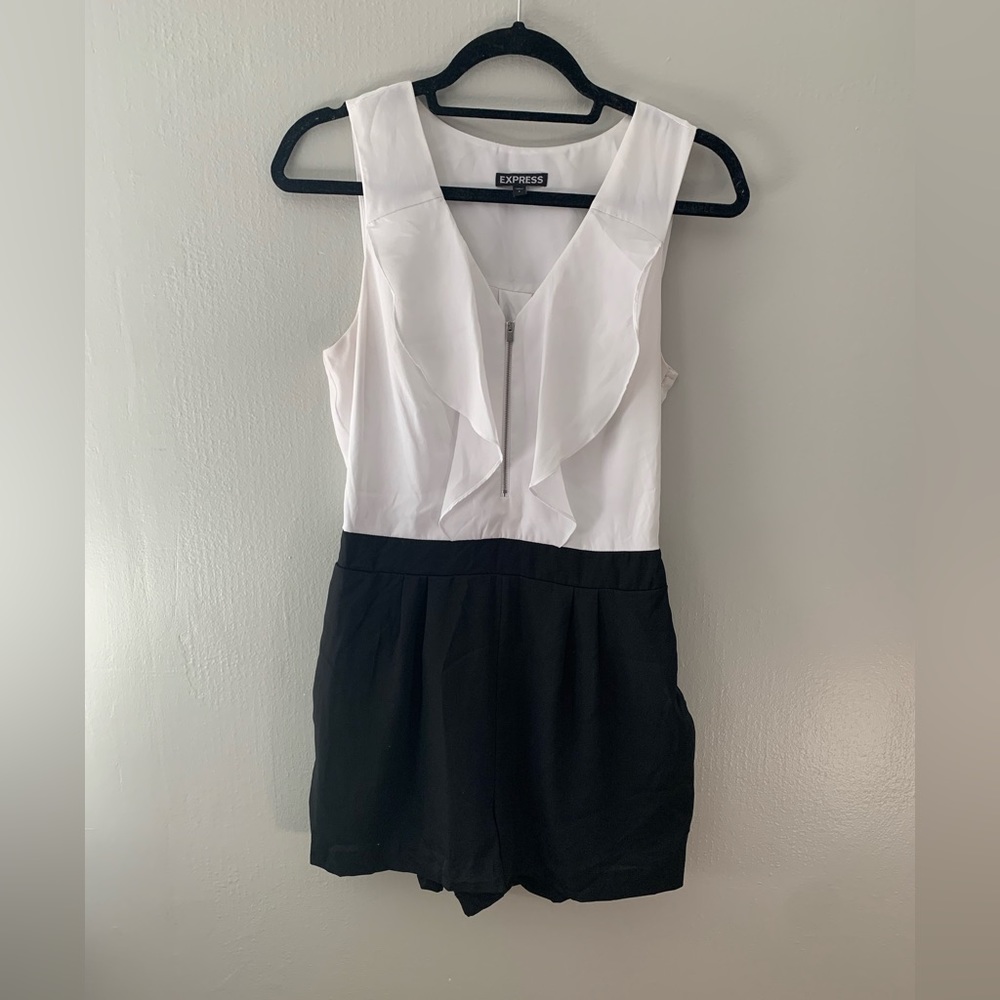 Express black/white romper